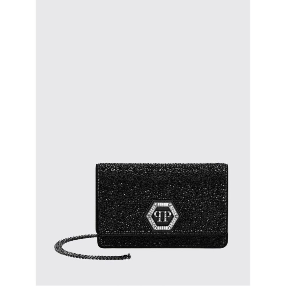 Philipp Plein Leather Mini Handbag With Hexagon Logo And Rhinestones
